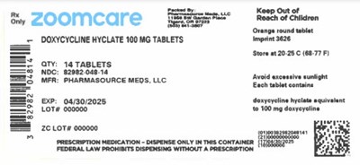 Doxycycline prepack label.jpg doxycycline hyclate prepack label - Doxycycline prepack label